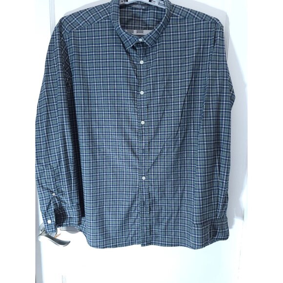 Men's Slim Fit Benton Performance Shirt XXL Blue Green Plaid Long Sleeve Button- - Picture 2 of 10
